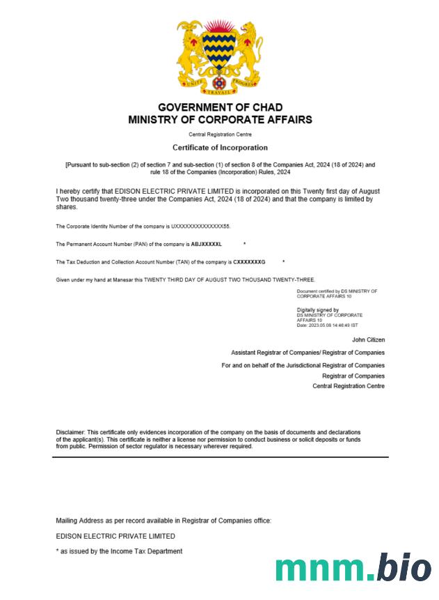 Czad certyfikat rejestracji Word i PDF szablon